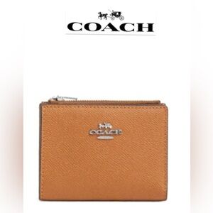 Coach Bifold Wallet Silver/Light Saddle Crossgrain leather Leather Wallet #CR983